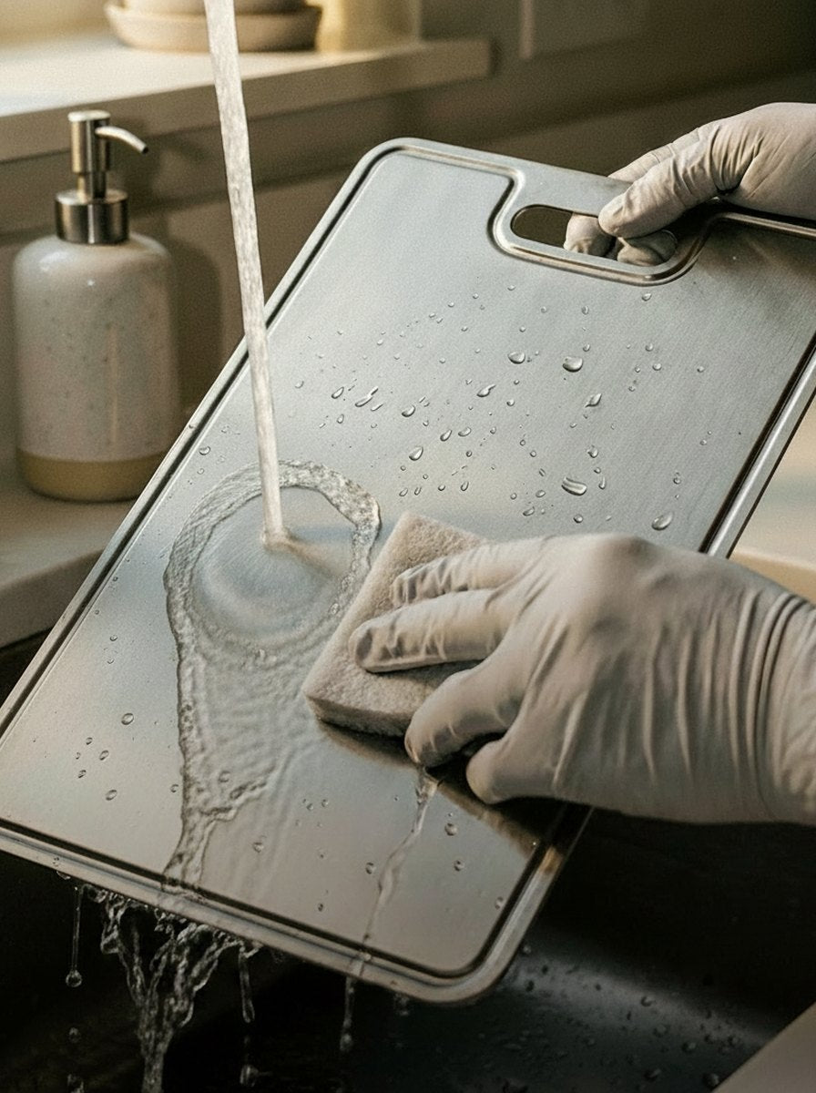 Titanoré Labs titanium cutting board ready for prep